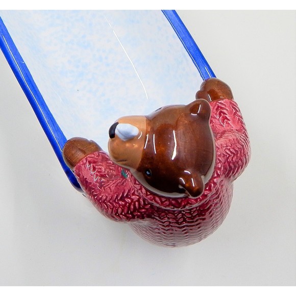 St Nicholas Square Christmas Tidbit Cracker Dish 1999 Bear Christmas Tree - Picture 8 of 14